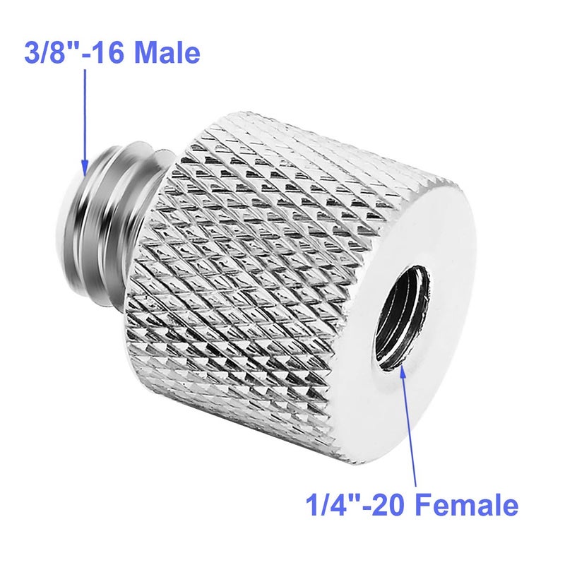 JOMLEY محول JOMLEY 1/4 إلى 3/8، محول خيط ذكر 3/8"-16 إلى أنثى 1/4"-20 لكاميرا المراقبة، حامل الميكروفون، الحامل الثلاثي - عبوة 2 - Image 3